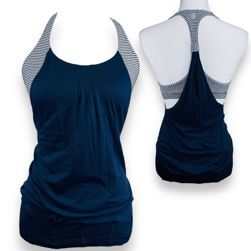LULULEMON Practice Freely Inkwell Navy Blue Workout Tank Built in Bra 4